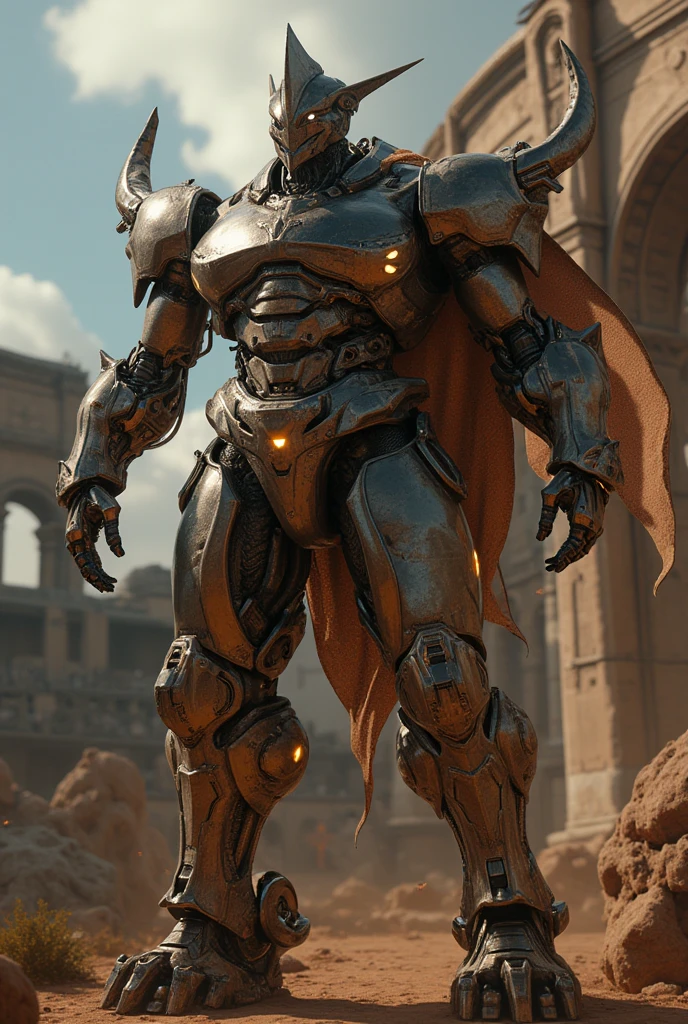 ((masterpiece, highest quality, Highest image quality, High resolution, photorealistic, Raw photo, Extremely detailed CG unified 8k wallpaper)), Robot Gladiator,