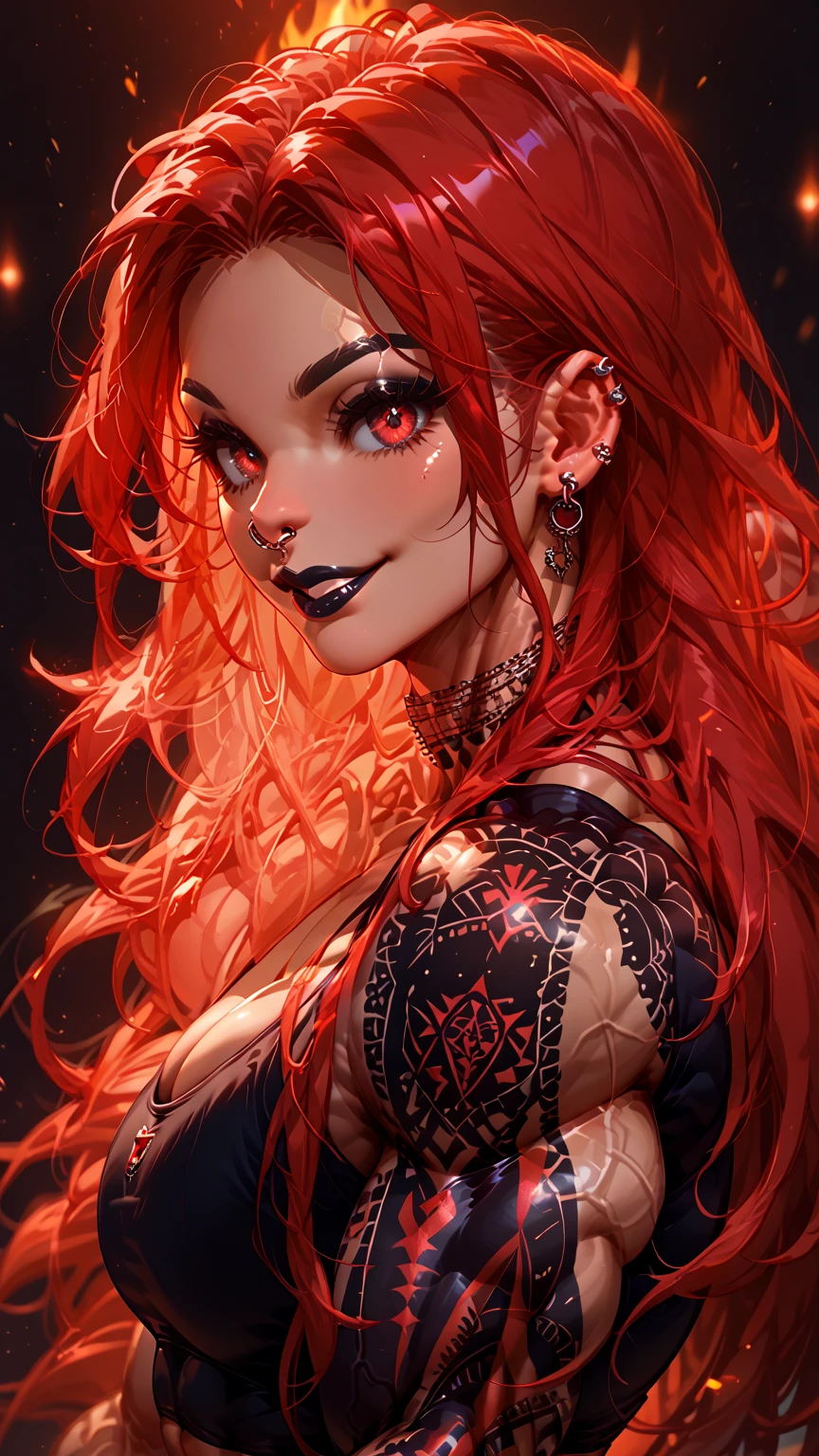 score_9, score_8_up, ((adult))
(dragon:1.2), mature, (female), (glowing tattoos, red hair, horns, skale skin, black scales, perfect body), sweet face, shy face, delicate face, shy face expression, solo, fassion model, fashion pose, exelent body, (focus), beautiful