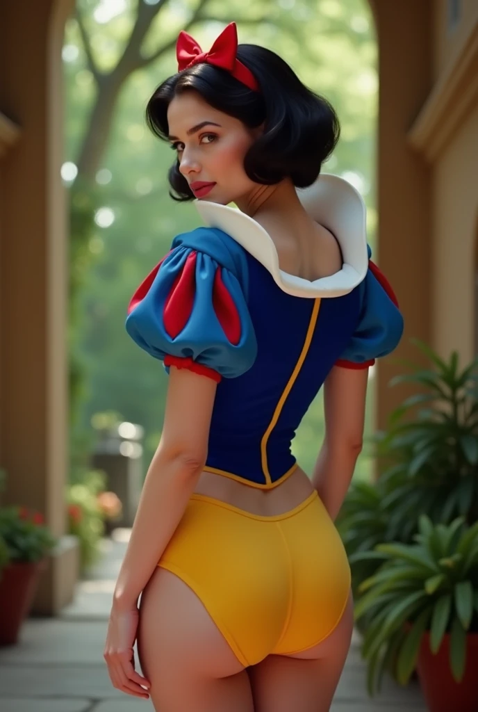 (masterpiece, best quality), beautiful girl, 
snow white, lying, (detailed beautiful eyes) medium body shot, short black hair, red ribbon, (big breasts, cleveage), white panties, ultra detailed blue eyes,