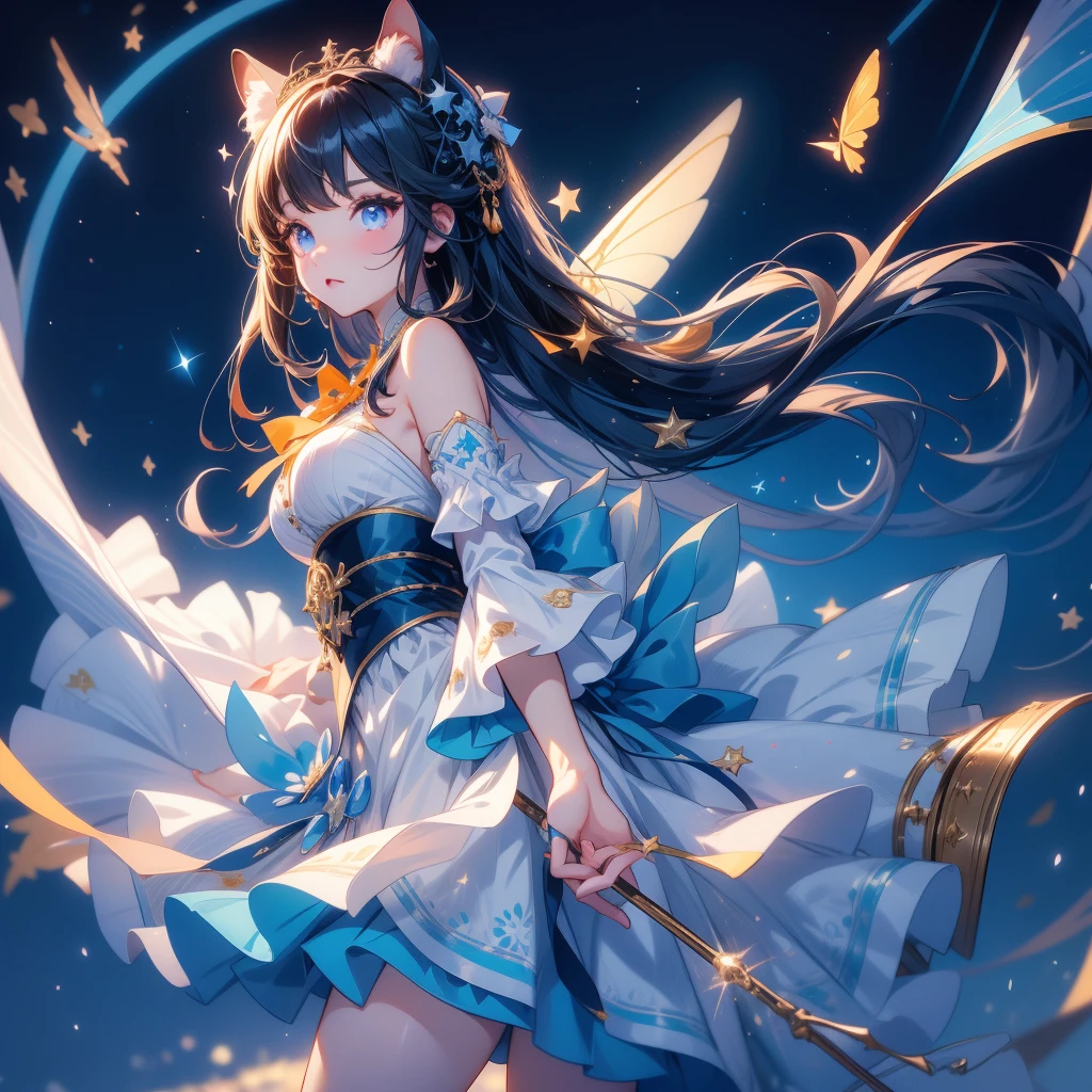 masterpiece, (textured skin), best quality, gorgeous beautiful, (a beautiful girl,wolf ears),detailed clothes,large breasts,narrow waist,, (beautiful face), cinematic lighting, (fantasy anime art ),