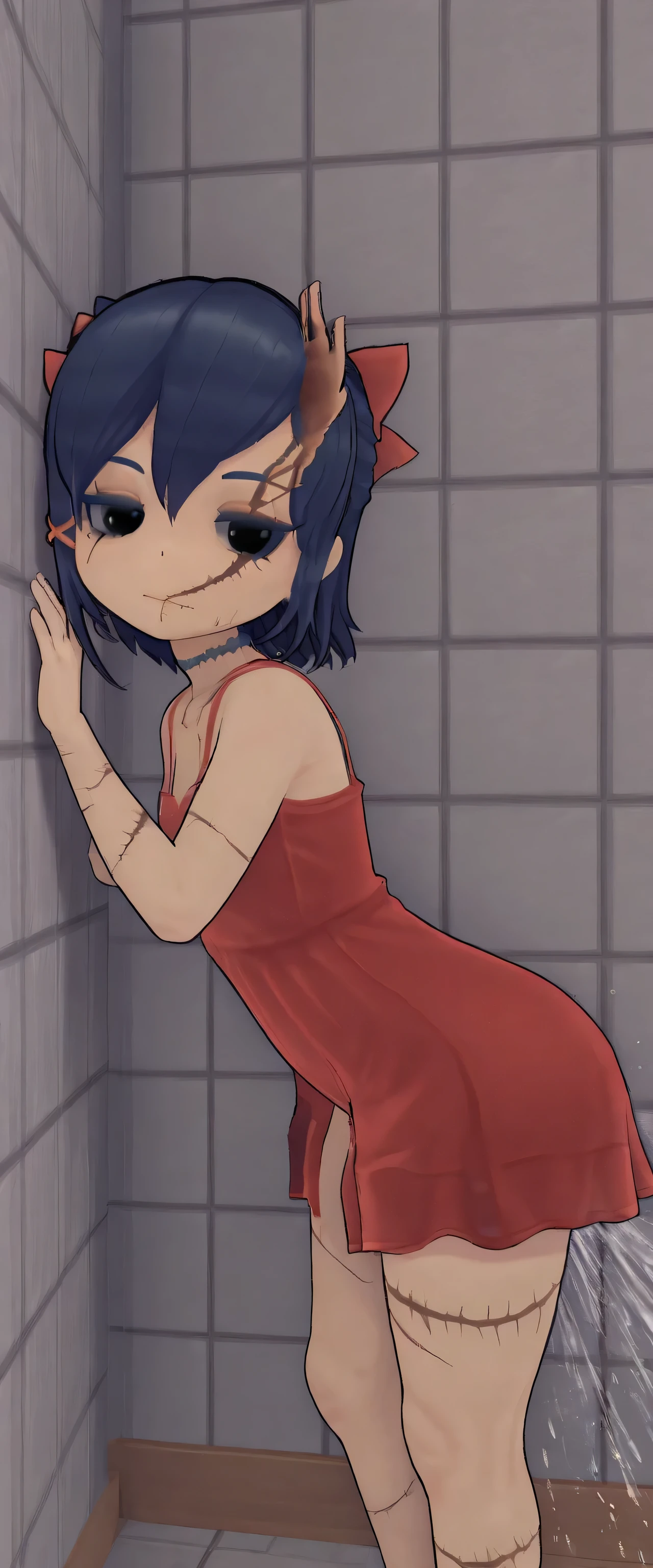 nsfw、(nsfw,Middle-aged man and woman,having sex:1.5),((Massage the breasts))、((small breasts)), Highest quality、Very delicate and beautiful、((Very short bangs))、((Bangs))、Bright shiny black hair、The hair is light、(Short Bob))、12 years old、Cute face、Young face、Cute like an idol、Yellow Eyes、Are thin、Slim figure、Short、Embarrassed face、Open Mouth、Troubled face、Red face、A middle-aged man rubs her breasts with both hands、
