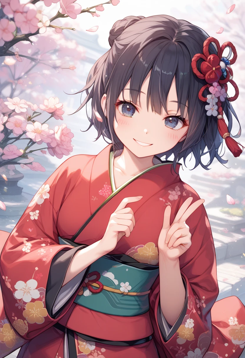 masterpiece, best quality, score_9, score_8_up, source_anime, girl, (petite), SMILE, kimono,