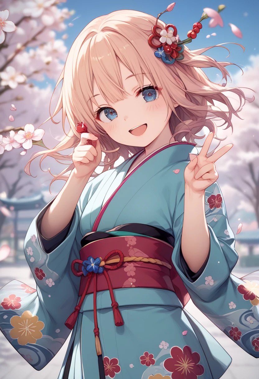 masterpiece, best quality, score_9, score_8_up, source_anime, girl, (ite), SMILE, open mouth, kimono,