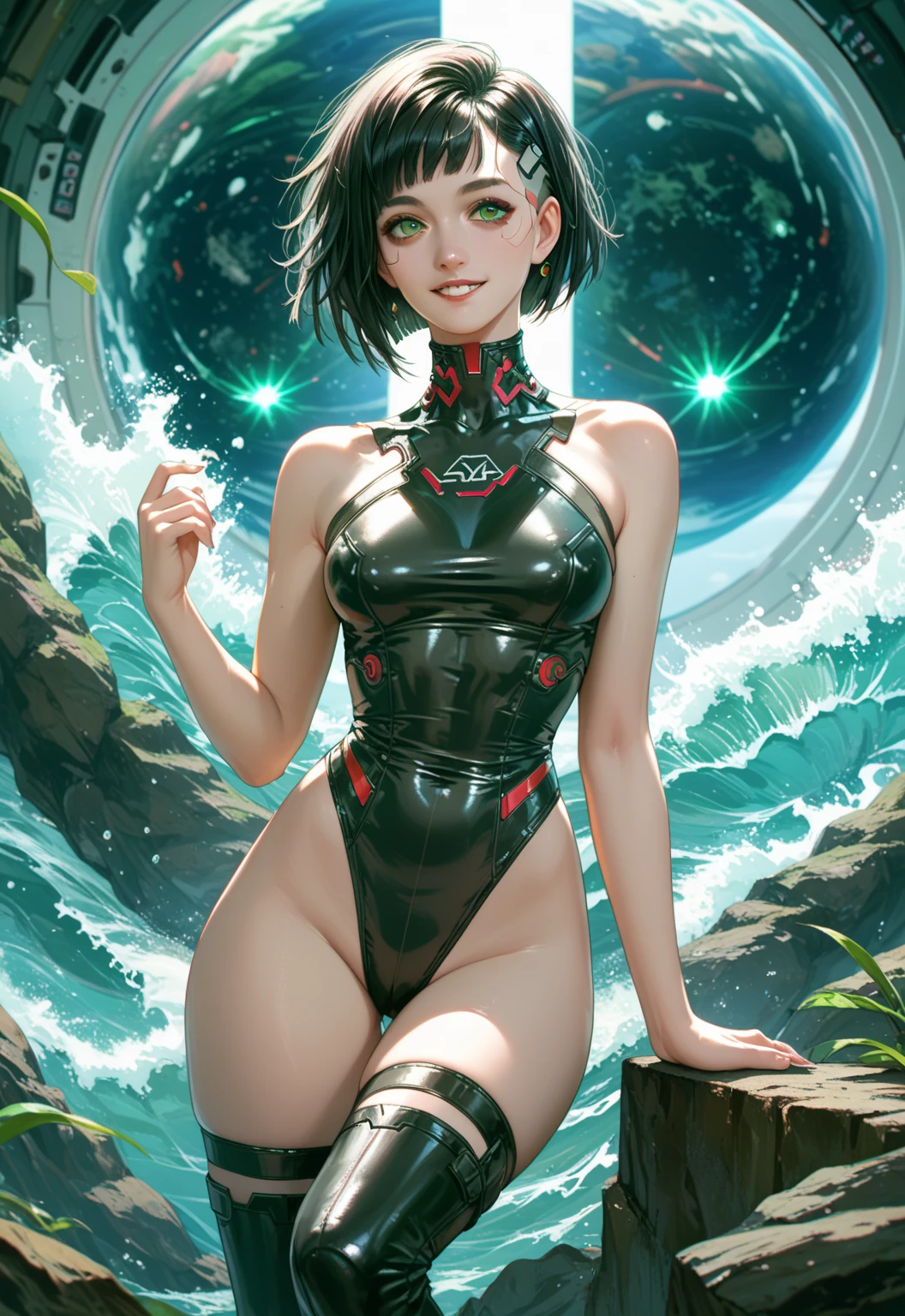 cute bunny girl,(((1girl))),((bunny girl with extremely cute and beautiful black hair)),(((bunny girl,anthro furry cute,bunny-girl,bunny ears,bunny ears on head,big bunny ears))),


(large breasts:1.4),saggy breasts,(((black hair:1.35,colored inner hair,ear breathing,short hair))),((heterochromia:1.5, (pink_eye and blue_eye))),intricate eyes,beautiful detailed eyes,symmetrical eyes,((fat)),(((lustrous skin:1.5,bright skin: 1.5,skin tanned,shiny skin,very shiny skin,shiny body,plastic glitter skin,exaggerated shiny skin,illuminated skin,wet legs))),(spider lower abdomen,narrow waist,wide hip,athletic body,inflated legs,detailed body,(detailed face)),

cute,slutty,seductive,erotic,(((nsfw))),

zettai ryouiki,((slingshot swimsuit black,wearing a slingshot swimsuit outfit:1.3,swimsuit type spacesuit,black armor swimsuit:1.3)),(((huge cleavage))),((wet clothes,intricate outfit,intricate clothes)),

(dynamic pose:1.0),solo focus,embarrassed,(centered,scale to fit dimensions,Rule of thirds),

cyberpunk city by the ocean at night, with bright neon signs and dark stormy clouds and puddles, scenery:1.25,

highres, sharp focus, (ultra detailed, extremely detailed), (photorealistic artwork:1.37),(extremely detailed CG unity 8k wallpaper),((synthwave background theme)),(((vibrant colors))),(intricate background),(masterpiece),(best quality),