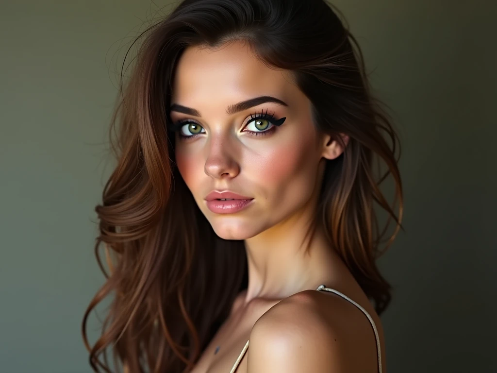 tres belle fille au yeux vert clait un beau decolter avec une poitrine genereuse