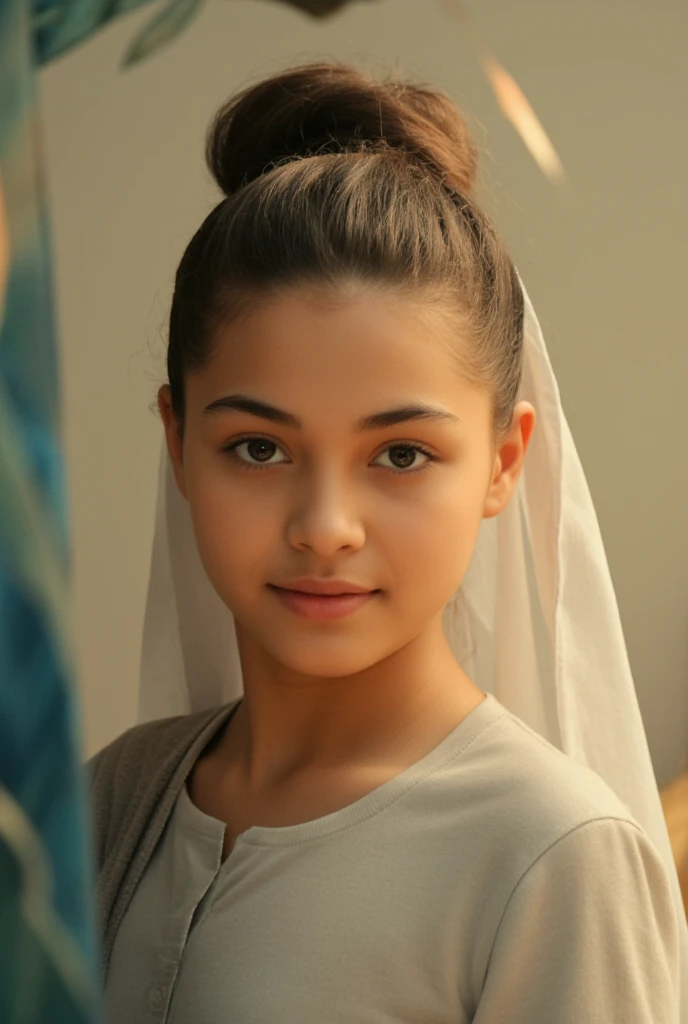 A cute, innocent, young indian  muslim women. Bun hair