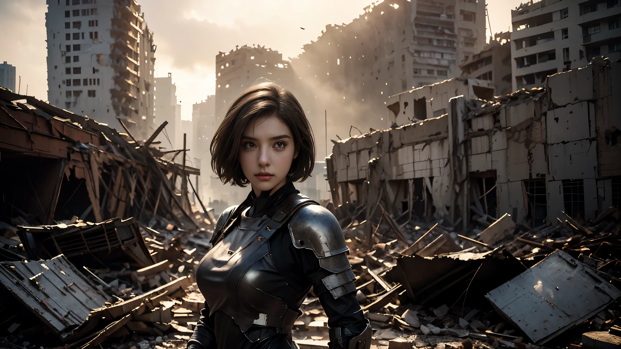 Epic CG masterpiece, hdr,dtm, full ha,8K, ultra detailed graphic tension, dynamic poses, stunning colors, 3D rendering, surrealism, cinematic lighting effects, realism, 00 renderer, super realistic, full - body photos, super vista, super wide Angle, HDï¼
In a futuristic abandoned city, a girl with a huge mechanical arm is engaged in a fierce struggle with the enemy, Her name is Alita, a fighting angel from the future world, Her eyes are firm and resolute, showing the desire for victory, high-definition picture, real effect, hyper-realistic portraits, xiaofei yue, uniformly staged images, flat yet expressive, gothï¼
<lora:绪å¿-é¿ä¸½å¡ Alita:0.8>