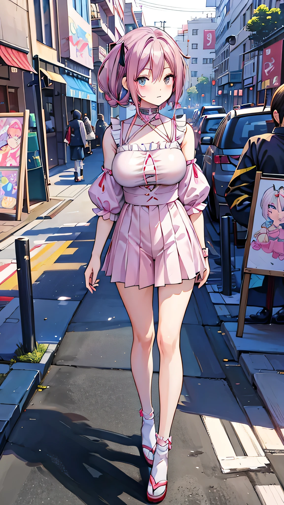 (  Harajuku Fashion ) pastel color、(( 40-year-old woman)),  anime character ,(masterpiece), NSFW,battle