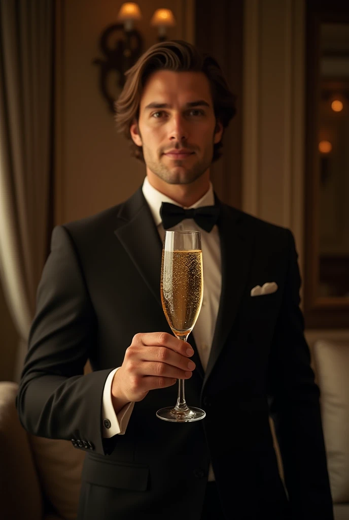 A photo of Roman at a rooftop bar overlooking the city,original,Roman Roy, from the TV series “Succession,” often presents a disheveled yet stylish look, reflecting his mix of casual indifference and corporate lifestyle, typically seen in designer suits worn with a nonchalant flair. He has a boyish charm with a mischievous smile, adding to his persona as the family’s unpredictable and irreverent playboy.
