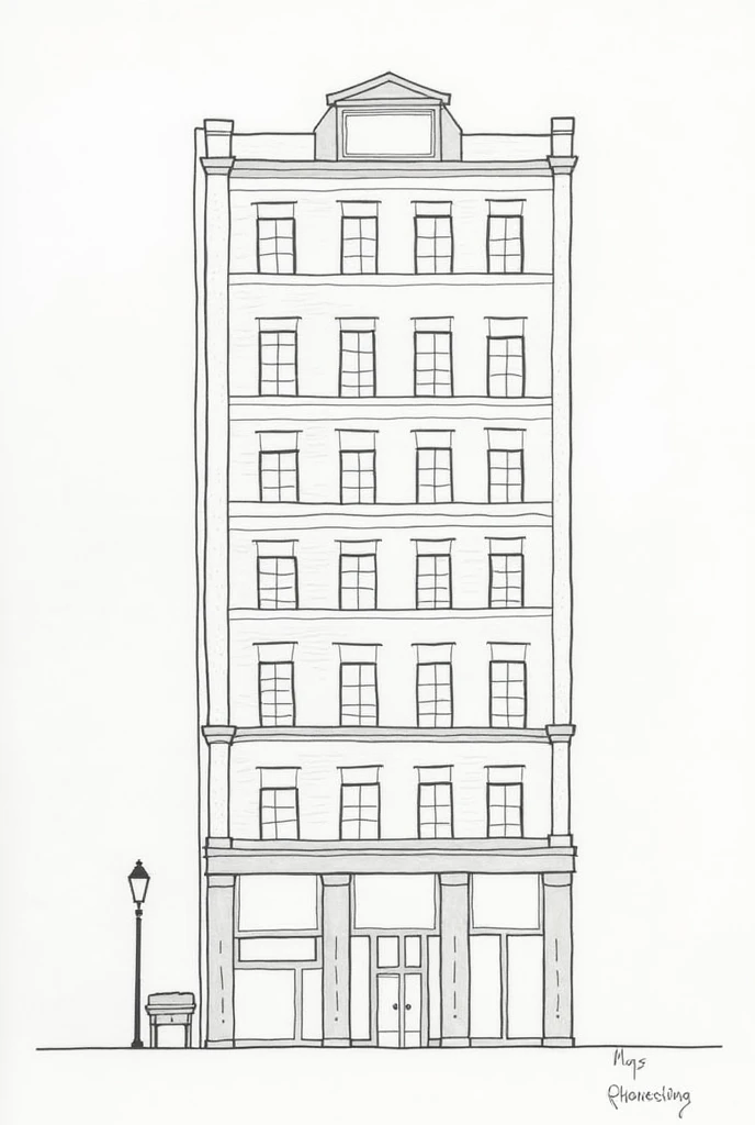 Give me another example of 8 storey building but simple easy drawing