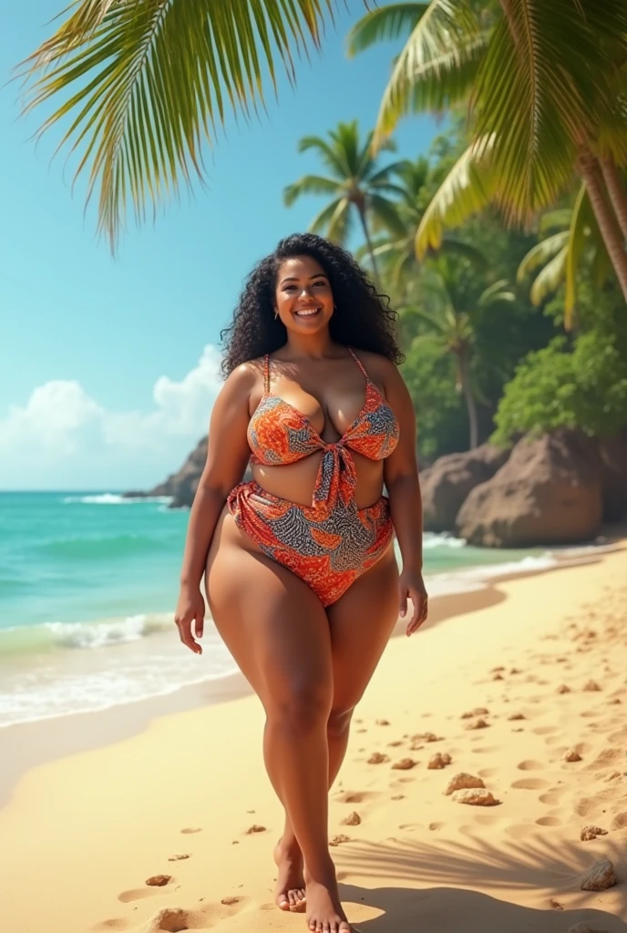 Chubby woman on the beach