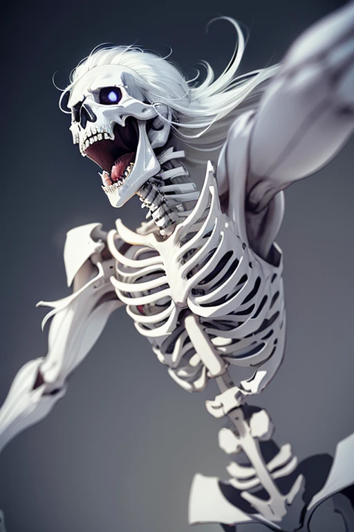 Gracefully dancing skeleton、Photorealistic、Very detailed、Super detailed、(Highest quality、4K、8k、High resolution、masterpiece:1.2)、Super detailed、(Real、Photorealistic、Photorealistic:1.37)、HDR、uhd、Studio Lighting、Ultra-fine painting、Sharp Focus、Physically Based Rendering、Extremely detailed description、professional、Bright colors、Bokeh、Dark Fantasy Style、Dramatic lighting、A bad mood、Complex skeletal structure、Elegant pose、Fluid movement、Memorable beauty、Chiaroscuro effect