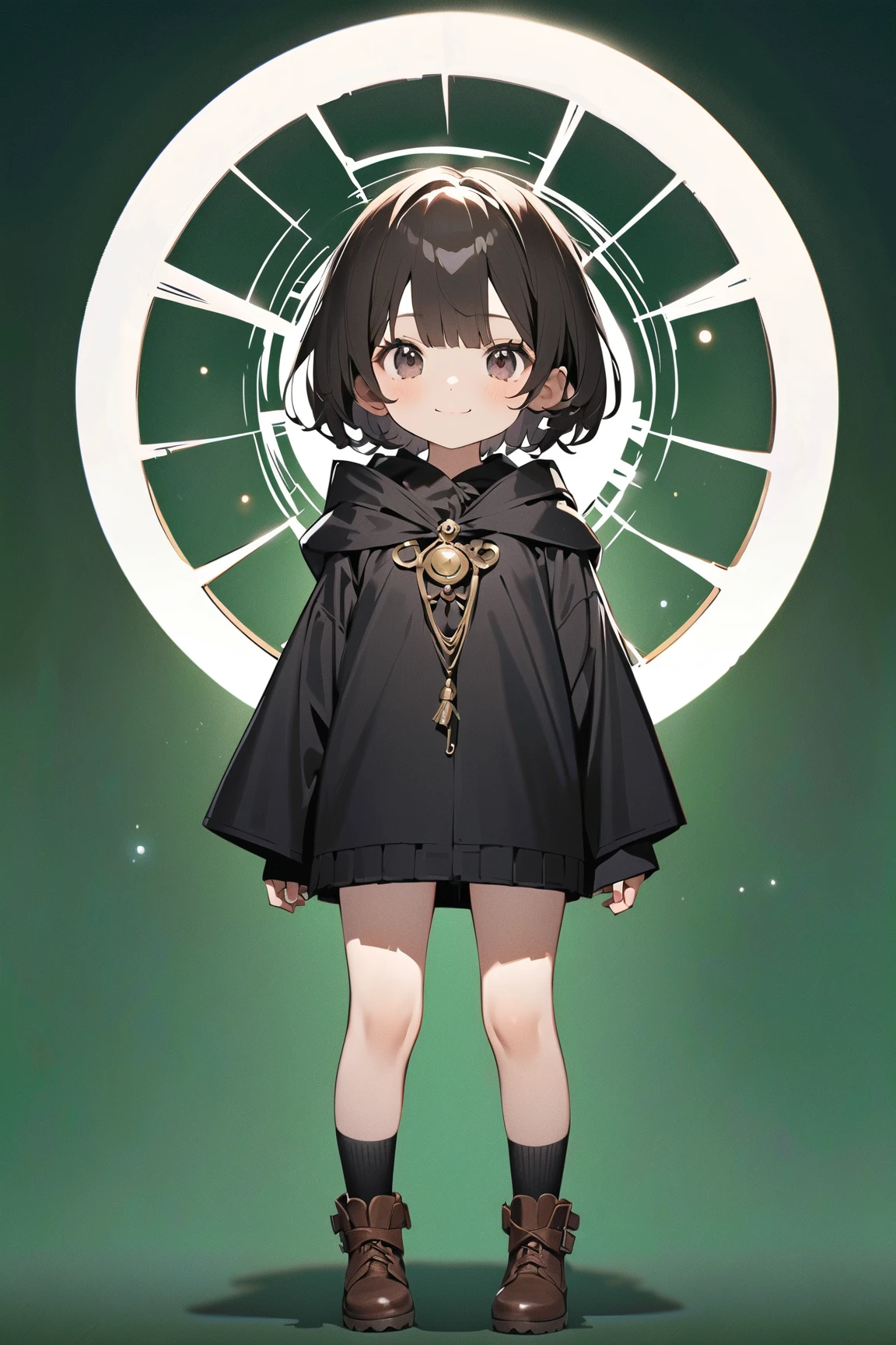 One girl、​masterpiece、Masterpiece、cute little、A dark-haired、black eyes、No highlights in the eyes、Enemies of magical girls、Enemy costumes、deadpan、Dark Magic