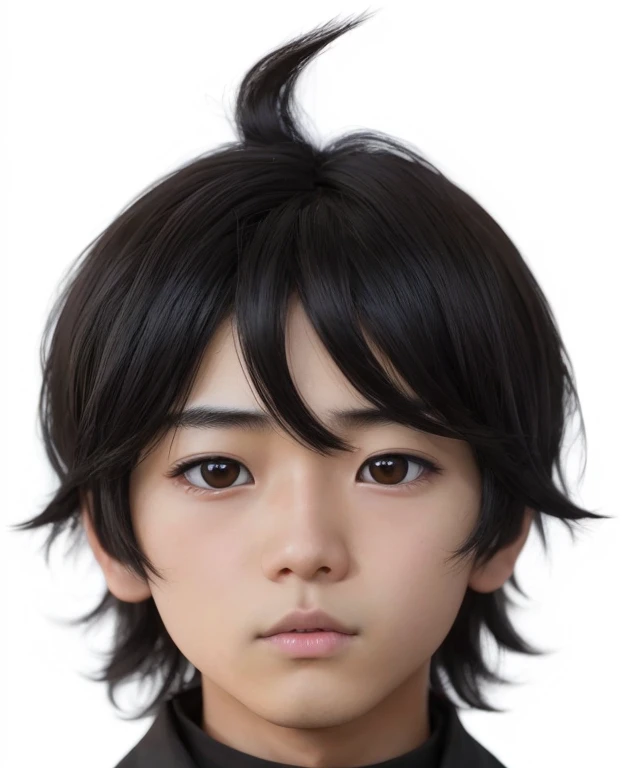   There is a teenager   (        with a typical Japanese face      ) , ugly face( very high), with short hair and white t-shirt , adolescente hiper          realistic          , sujeto hiper          realistic          , Chico anime          realistic          ,          anime style realism          , estilo de arte anime          realistic          , estilo de arte de anime          realistic          , Estilo anime 3D          realistic          ,          Portrait of an anime boy          ,                  work of art in the style of Guweiz         , Detallado          Portrait of an anime boy          ,               incredible facial portrait of a dark anime          . model,          of Asian origin          (average, bajo average) and Filipino (ugly), ,          I just saw the spectator          , retrato(          realistic          :1.4), (:1.0),          black eyes ,   small eyes   (  perfect girl  , Dark),   small eyes ( ,   realistic  ),   Round pupils  (perfect ),eyes (,Serious),eyelash(  perfect girl ,  ),shirt, thin eyebrows(perfect),  rectangular face,    round eyes, dyed hair (negro ), hair perfect con , hair,   character Makoto Misumi       (          Tsuki ga Michibiku isekai douchuu         ),     Dead fish eyes    , mejillas regordetas , oval double chin  ,   long round chin   , Chubby girl