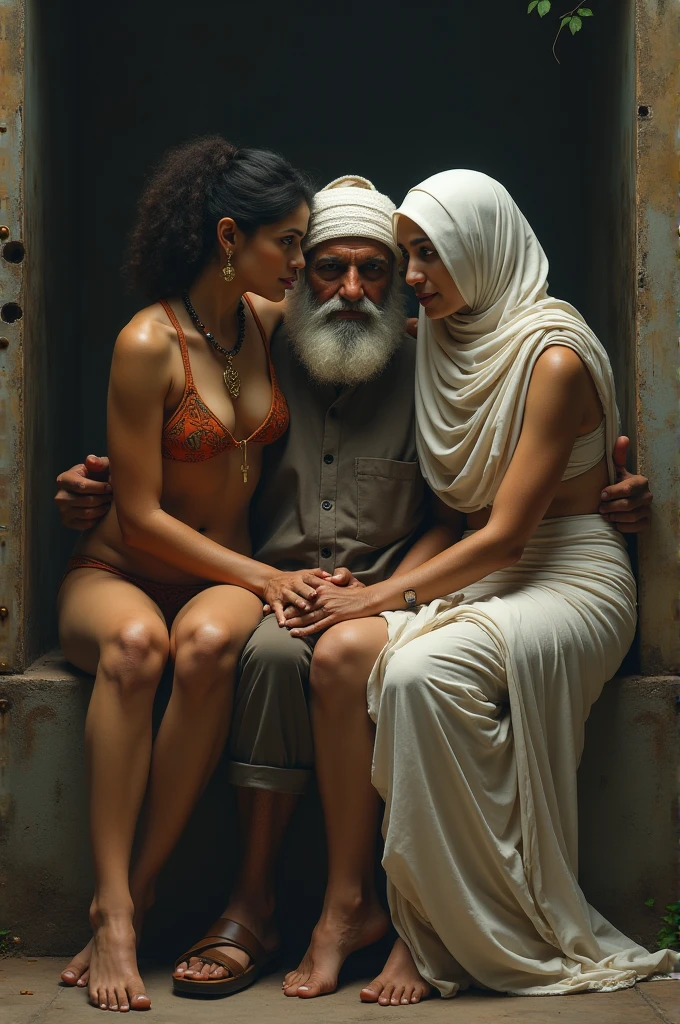 Ugliest young Kurdish girl in hijab nude arm nude shoulder breasts nude talking with a Arab guy in village bathroom