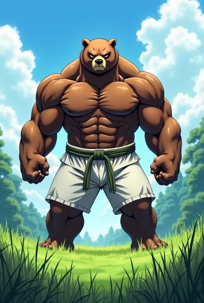 hakurou (ginga), turquoise nose, scars on face, black markings around eyes, male, masculine, anthro, very muscular, muscular arms, heavyweight, pectorals, detailed, high quality, best resolution, solo, posing, by wfa, by seibear, by rossciaco, by taran fiddler, by echin:0.5, night, starry sky, cel shaded, proud posture, confident face, half body, speedos, flexing muscles, tail