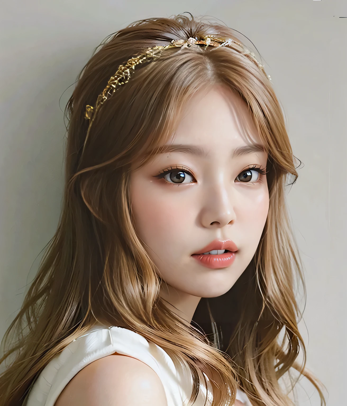 black pink jennie, almond eyes, full lips, big and voluptuous breasts
