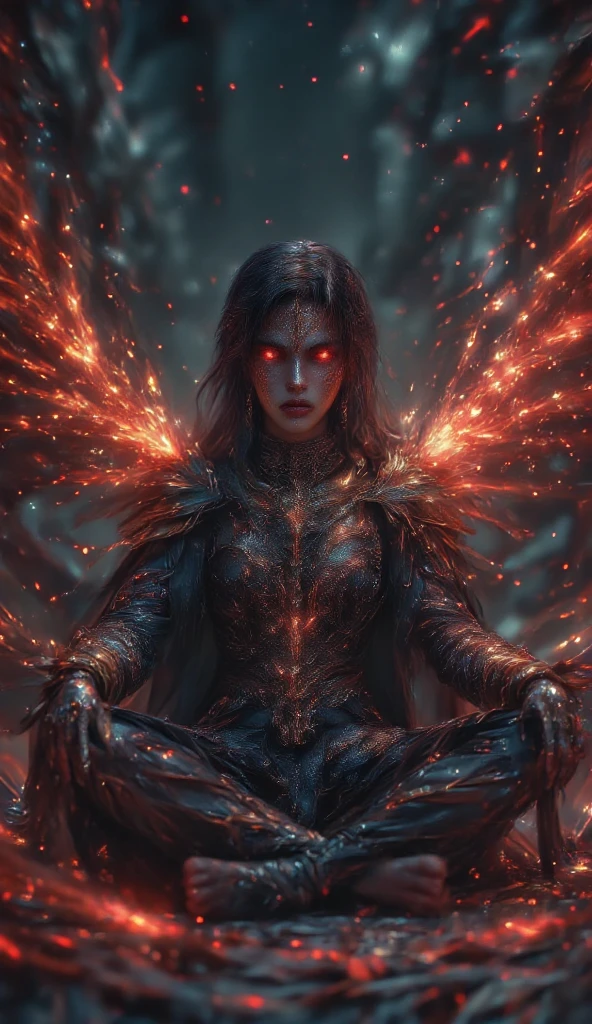 Professional 3D model of dnd character dark undead evil witch casting spell, speaking, glowing red spell, oil painting, (Highly Detailed Oil Painting: 1.2), light effect, god rays, hand drawn, render, 8k, octane render, cinema 4D, blender, dark, atmospheric 4K highly detailed, sensual cinematic, sharp focus, cute illustration, large depth of field, masterpiece, color, octane render 3D, 4K, concept art, trending on artstation, highly realistic, vibrant colors, highly detailed 8K unity CG wallpaper, trending on ArtStation, trending on CGSociety, intricate, high detail, dramatic, .octane render, highly detailed, volumetric, dramatic lighting, sitting cross-legged