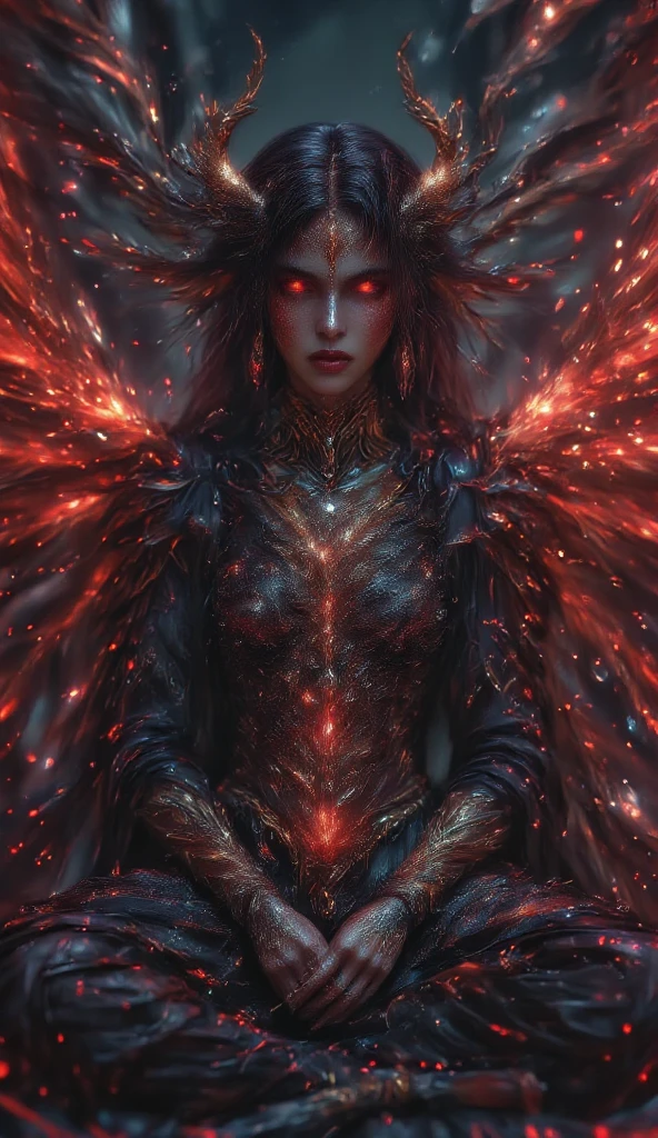 Professional 3D model of dnd character dark undead evil witch casting spell, speaking, glowing red spell, oil painting, (Highly Detailed Oil Painting: 1.2), light effect, god rays, hand drawn, render, 8k, octane render, cinema 4D, blender, dark, atmospheric 4K highly detailed, sensual cinematic, sharp focus, cute illustration, large depth of field, masterpiece, color, octane render 3D, 4K, concept art, trending on artstation, highly realistic, vibrant colors, highly detailed 8K unity CG wallpaper, trending on ArtStation, trending on CGSociety, intricate, high detail, dramatic, .octane render, highly detailed, volumetric, dramatic lighting, sitting cross-legged