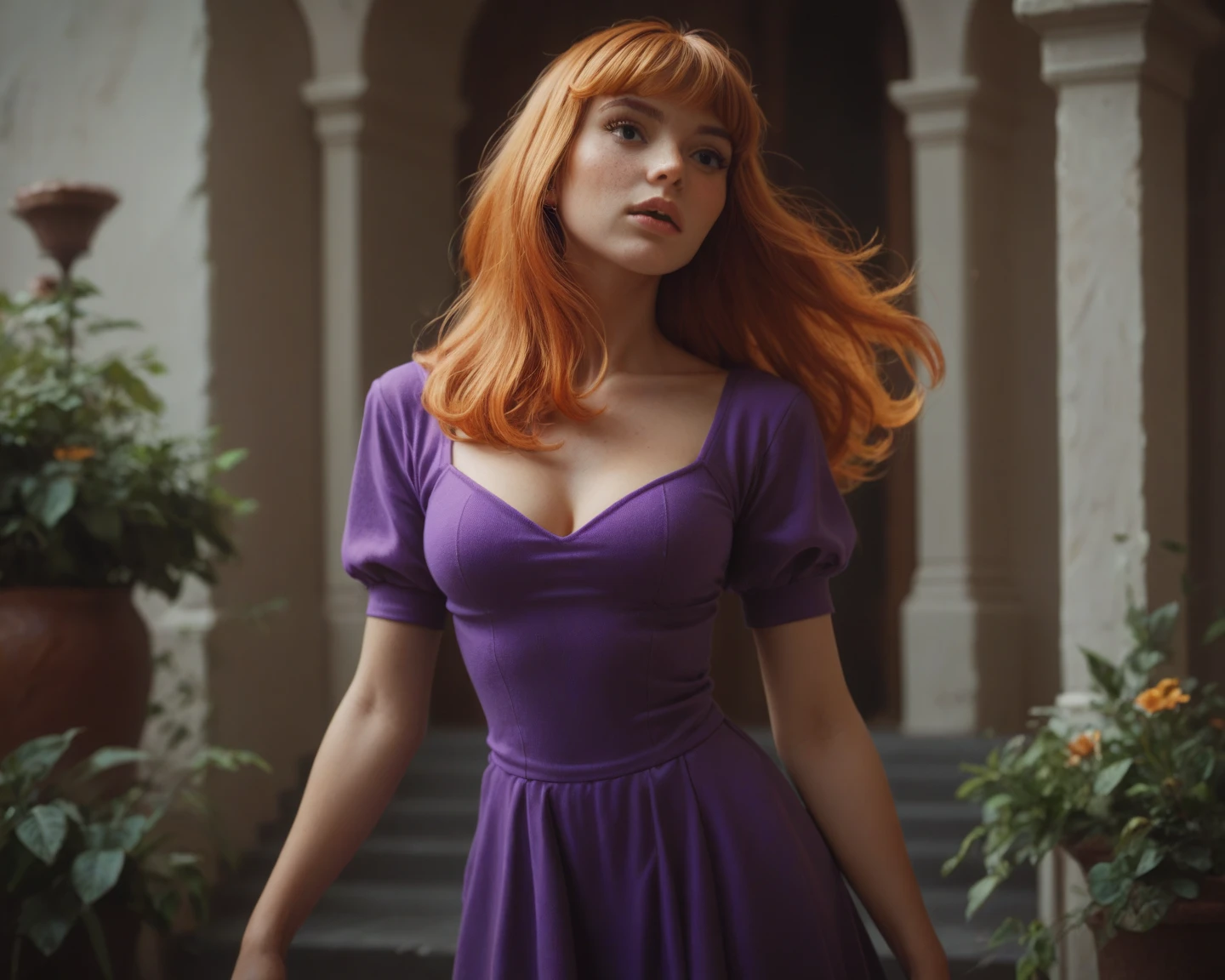 daphne blake. scooby doo. ginger hair. little purple dress. 