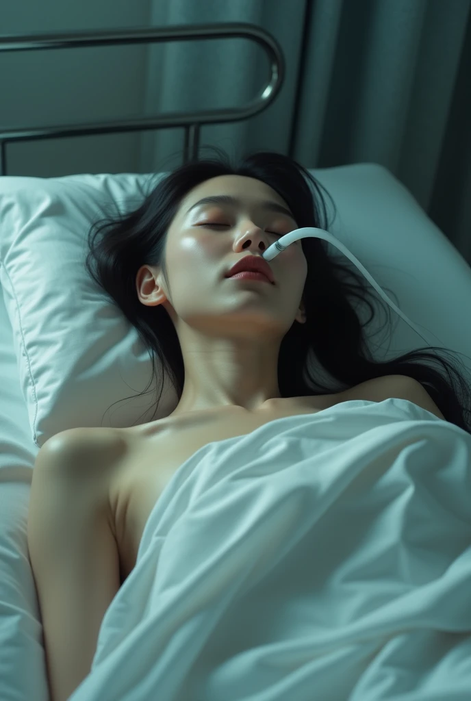 A naked Korean woman patient, intubation,nude - SeaArt AI