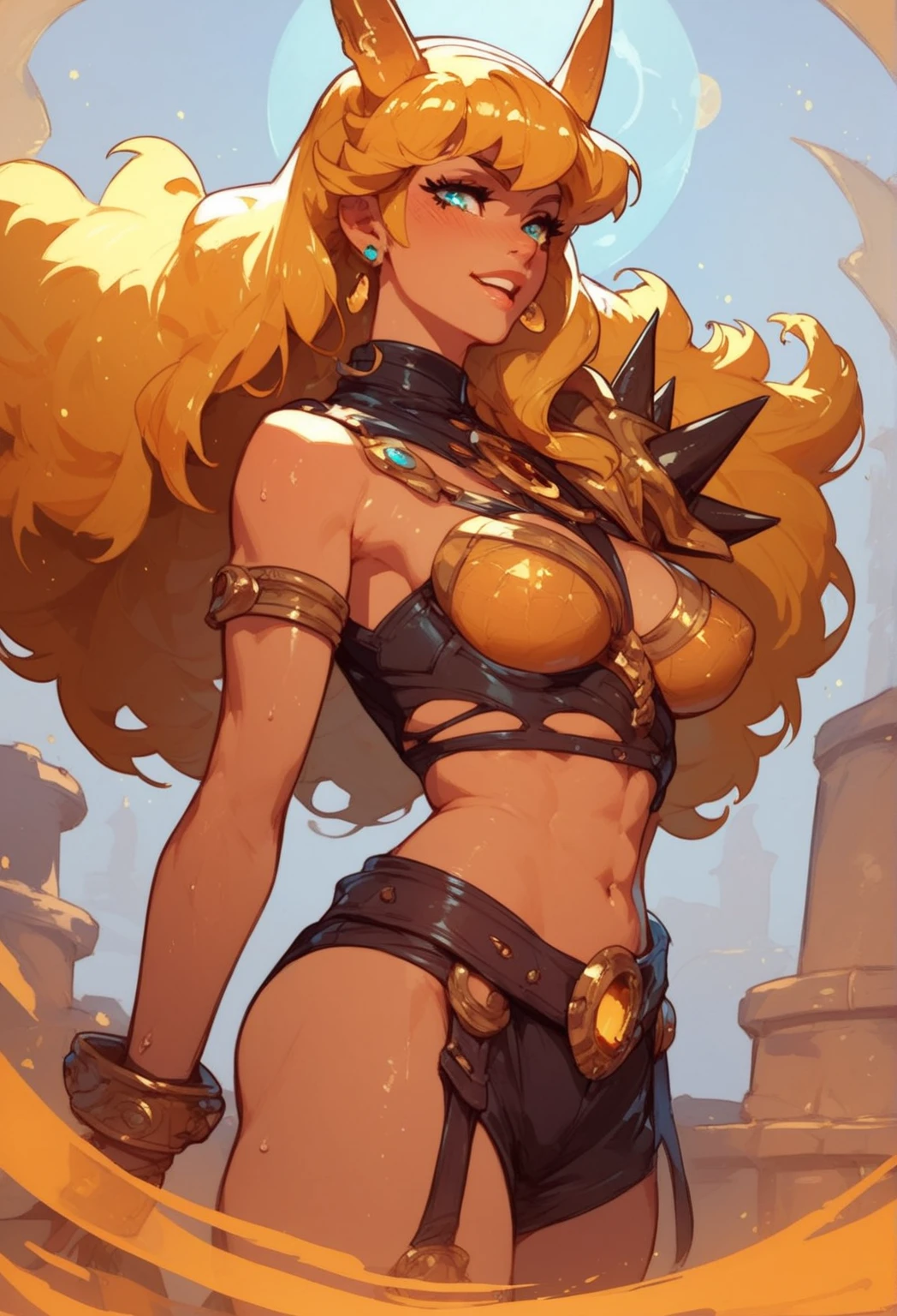 score_9, score_8_up, score_8, leo zodiac female character, golden hair