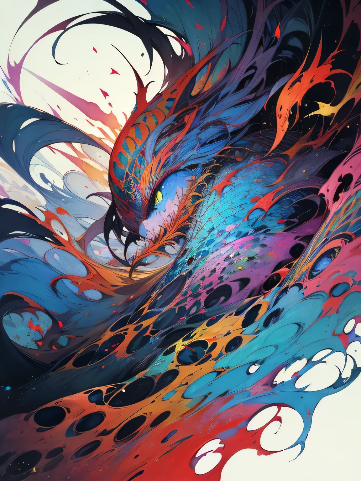 beautiful woman with big breasts is raped by a dragon in the clouds, explicit sex