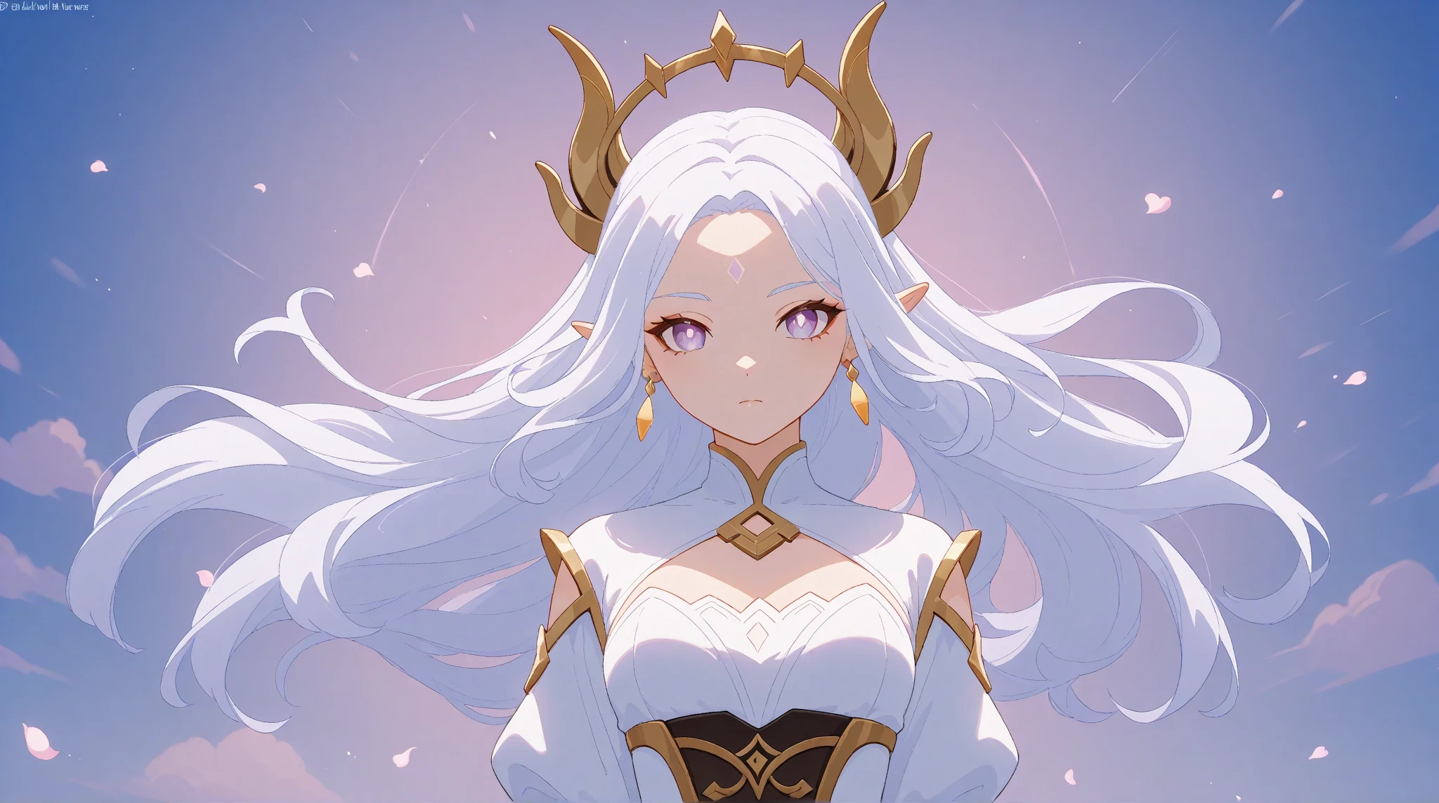  Girl with long hair, white hair, anime aesthetic, anime vibes, Anime, noble girl, anime art wallpaper 4 k, anime art wallpaper 4k, anime art wallpaper 8 k, anime background art,anime asthetic, masterpiece , top quality,  elven woman, ((light purple eyes)).  solo, teenager, young woman.violet eyes.white hair.white long hair.forehead.middle forehead.hairstyle.makeup.earrings.corset. trousers. genshin impact. mihoyo. wuthering weves. pointed ears.((genshin impact style)), ligh blue, ((full body)) (hot body)
