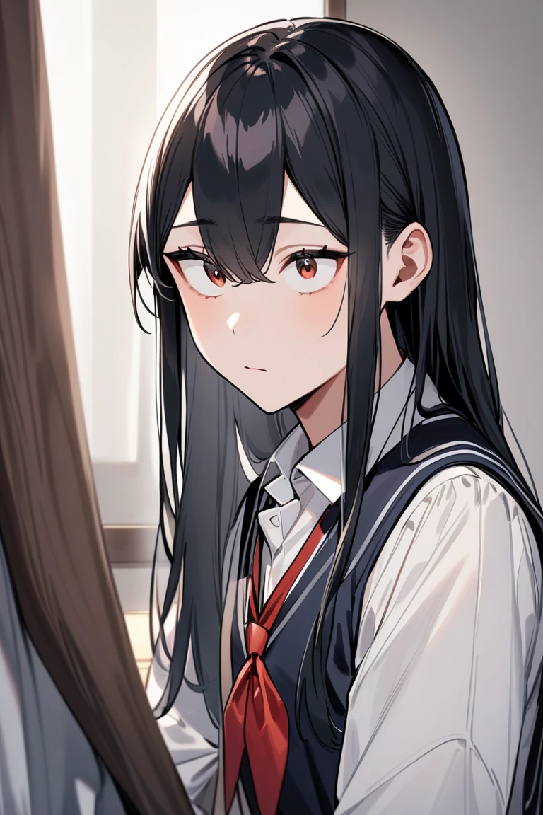 NSFW,masterpiece,Highest quality,High resolution,Super detailed,Yukinoshita Yukino\(My Youth Romantic Comedy is Wrong as Expected\),Black Hair,Long Hair,Light blue eyes,uniform,High quality lace open crotch panties,Small breasts,Dissatisfied face,Embarrassed,blush,School,Women's locker room,bench,Girl getting changed,Open clothes,(Middle-aged men),Being watched by men