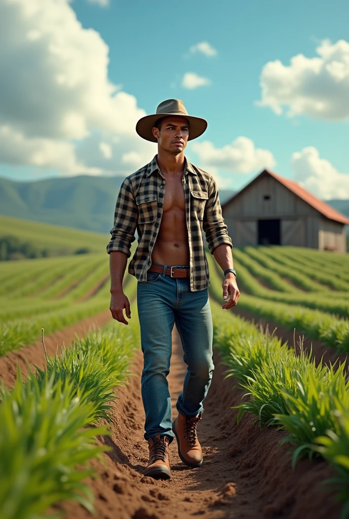 A handsome, beautiful, good-looking young man with a fair complexion, soft skin, and a lean physique. He has short black hair, is shirtless, and is carrying milk on his shoulder. He is an attractive man.