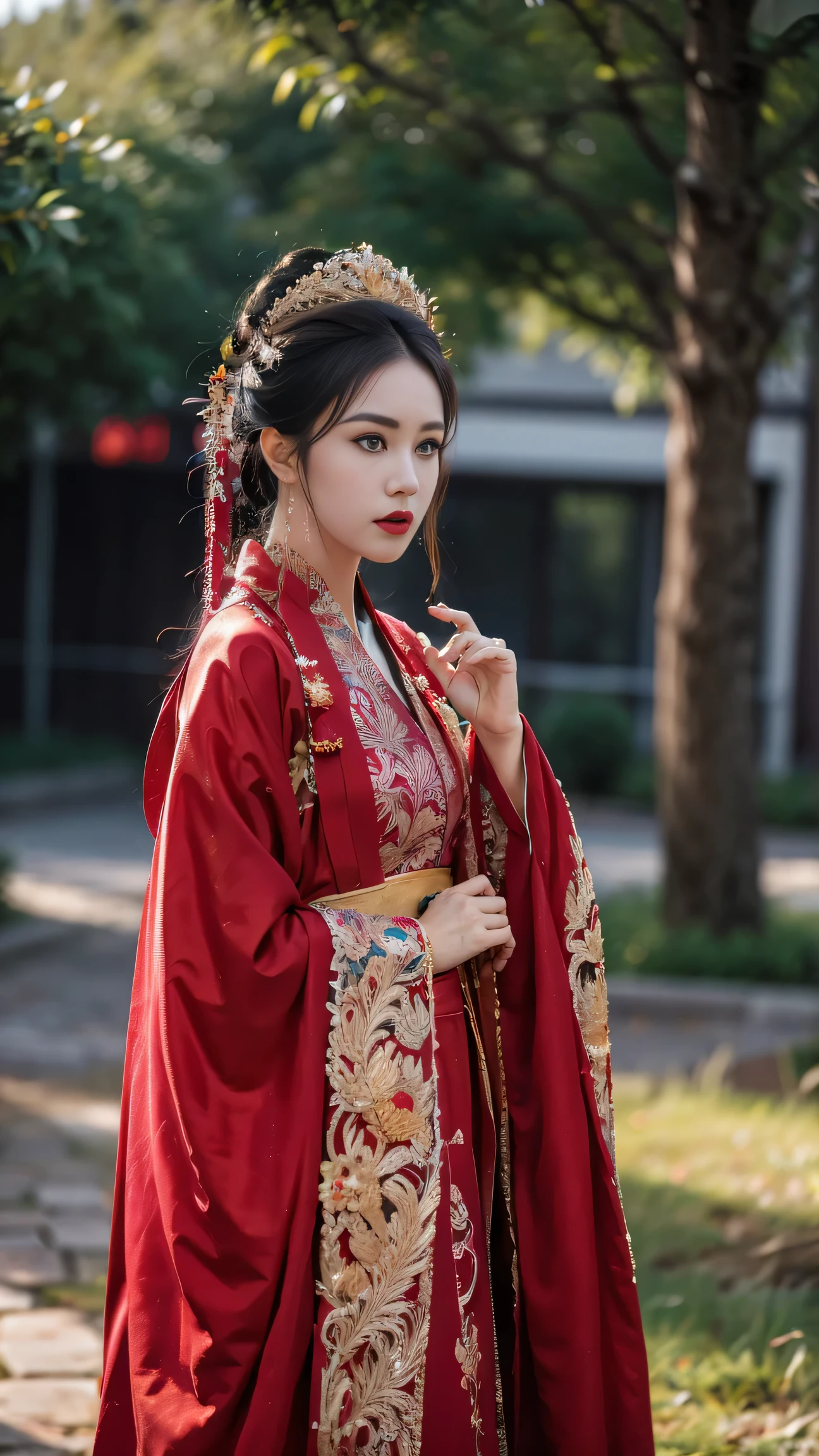 1 Girl,Chiayi ,Hanfu,(jewelry:1.2),
masterpiece, of the best quality,32K Ultra HD,HDR, Digital Tunneling Microscope , movie lighting effects , telephoto lens ,Wide-angle lens,Super Vision,Ultra wide angle, exquisite facial features , super delicate face ,Best fingers,