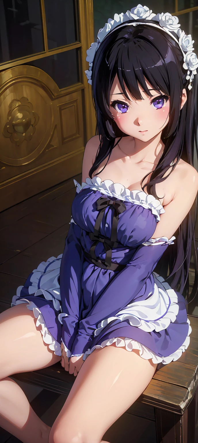 boa hancock ,(Black Hair, long Hair: 1.3), Beautiful Hairstyle, Realistic eyes, beautiful detail eyes, (realistic skin), beautiful skin, bedroom,( (white transparent dress:1.4) , large breasts, female pubic hair, sitting, solo, spread legs, (spread pussy:0.6), uncensored ,masterpiece, best quality