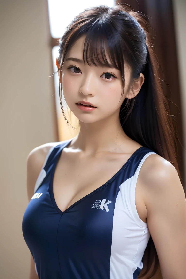 (8k,  RAW photo, top quality ,  high res:1.1), (超 realisticな:1.4),( realistic,  realistic:1.3),Japanese Beauty、Rhythmic Gymnastics Club、 rhythmic gymnastics uniform、(( upper body:1.3))