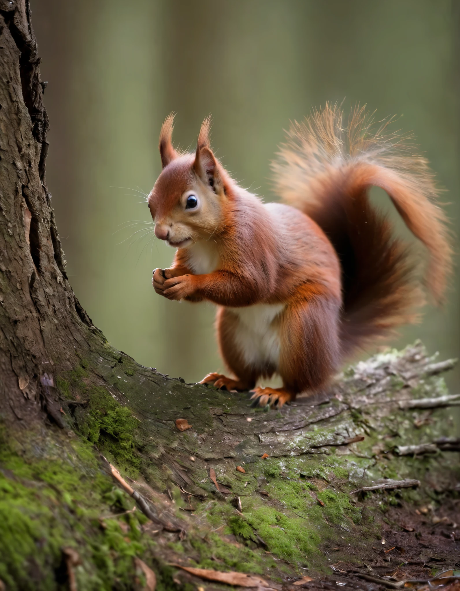 Red Squirrel in the Woods.