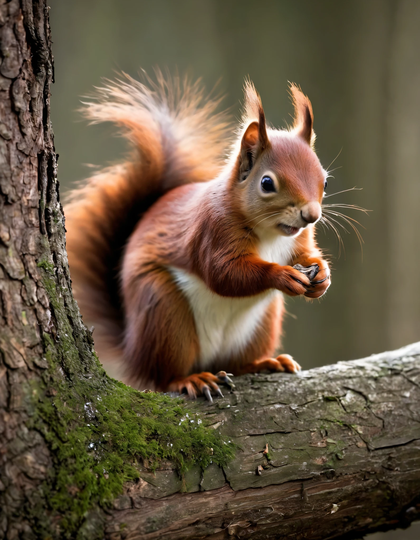 Red Squirrel in the Woods.