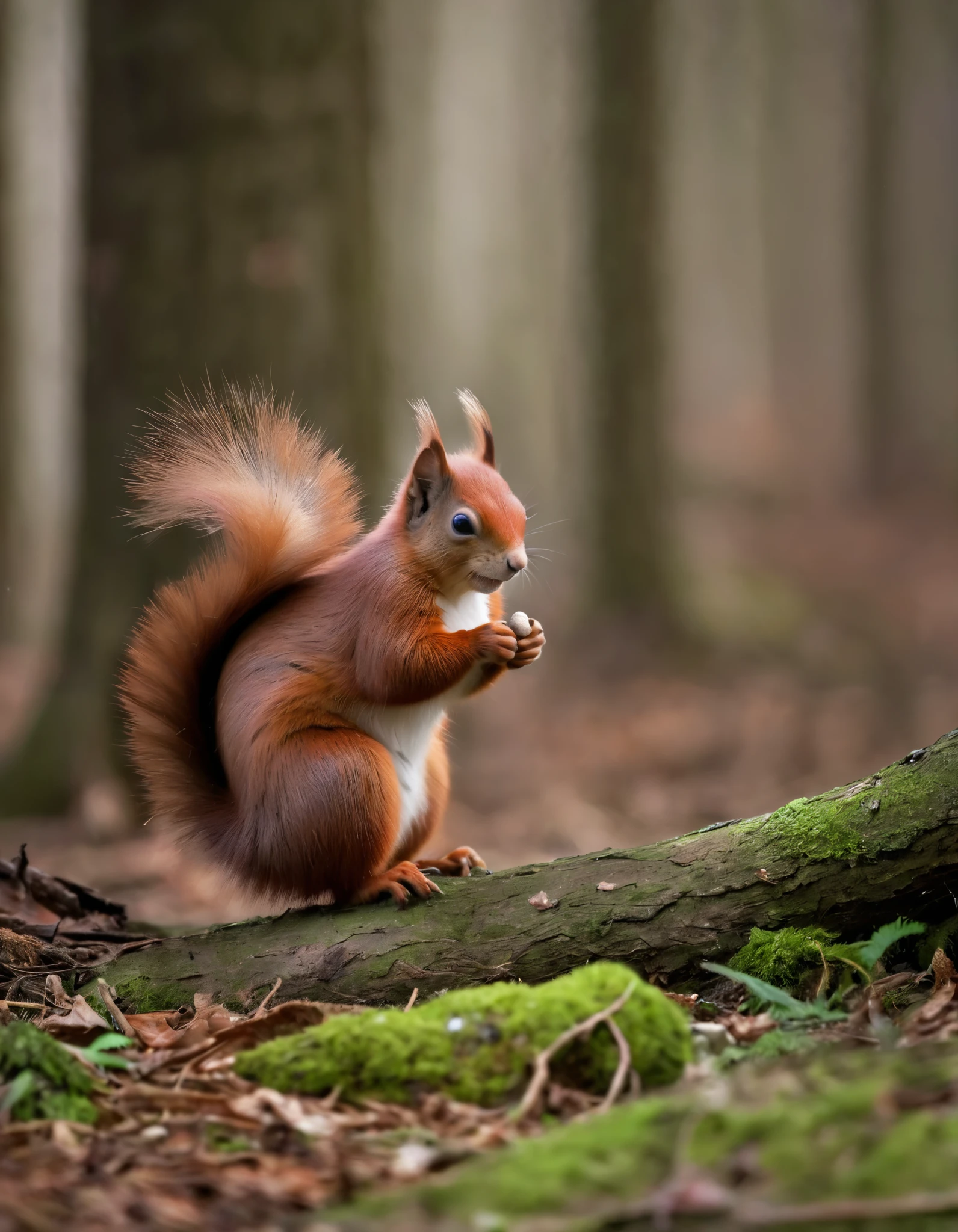 Red Squirrel in the Woods.