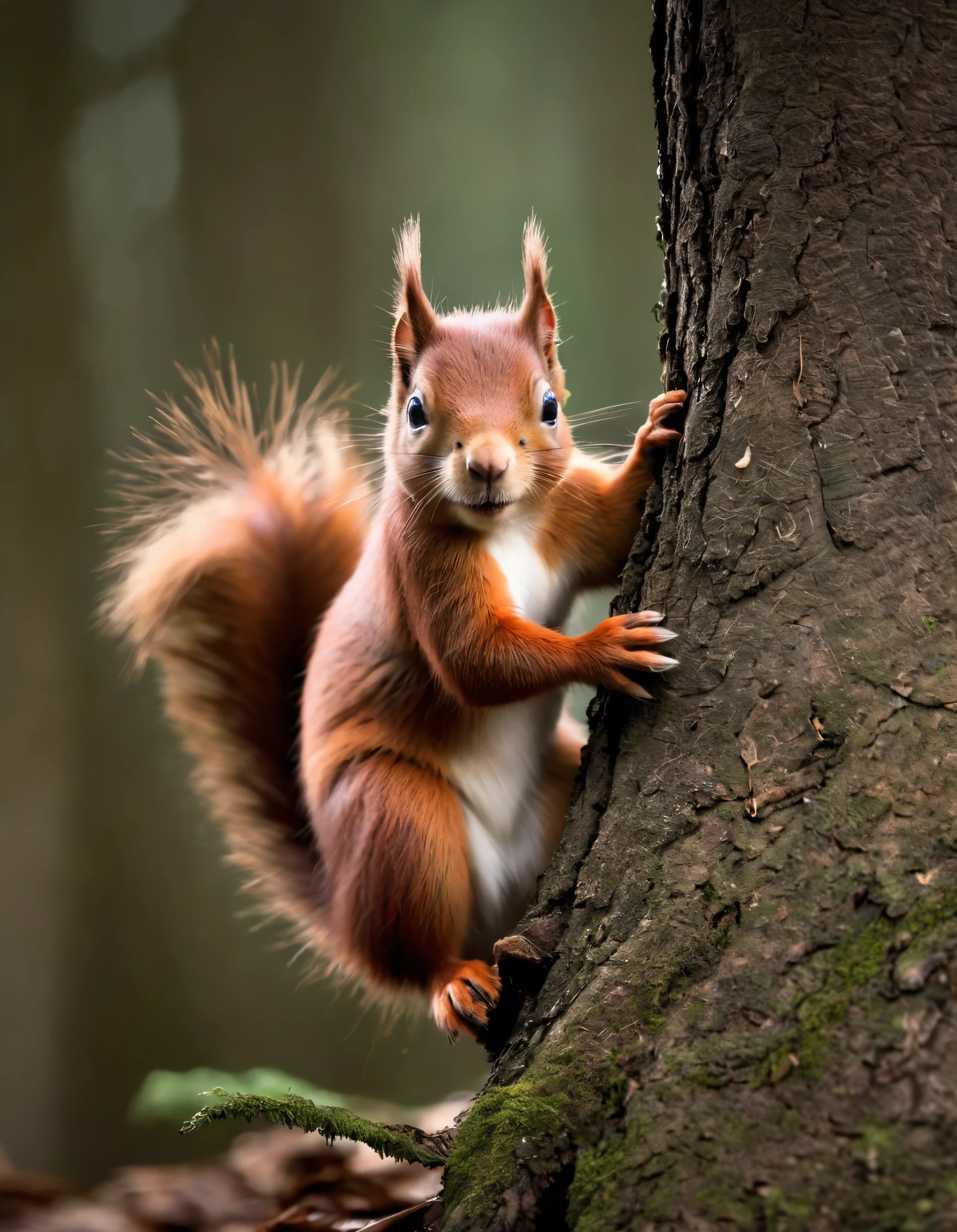 Red Squirrel in the Woods.