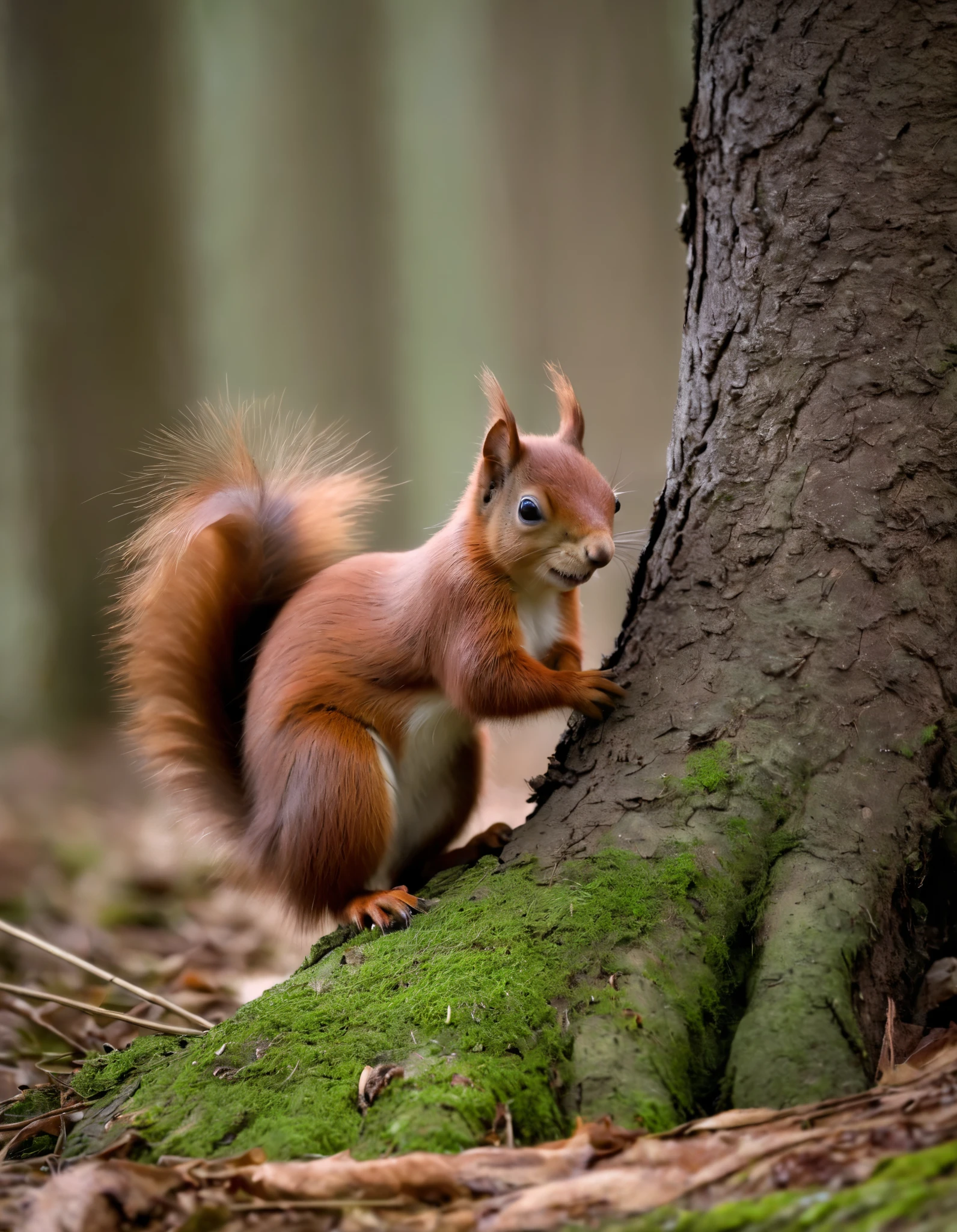 Red Squirrel in the Woods.