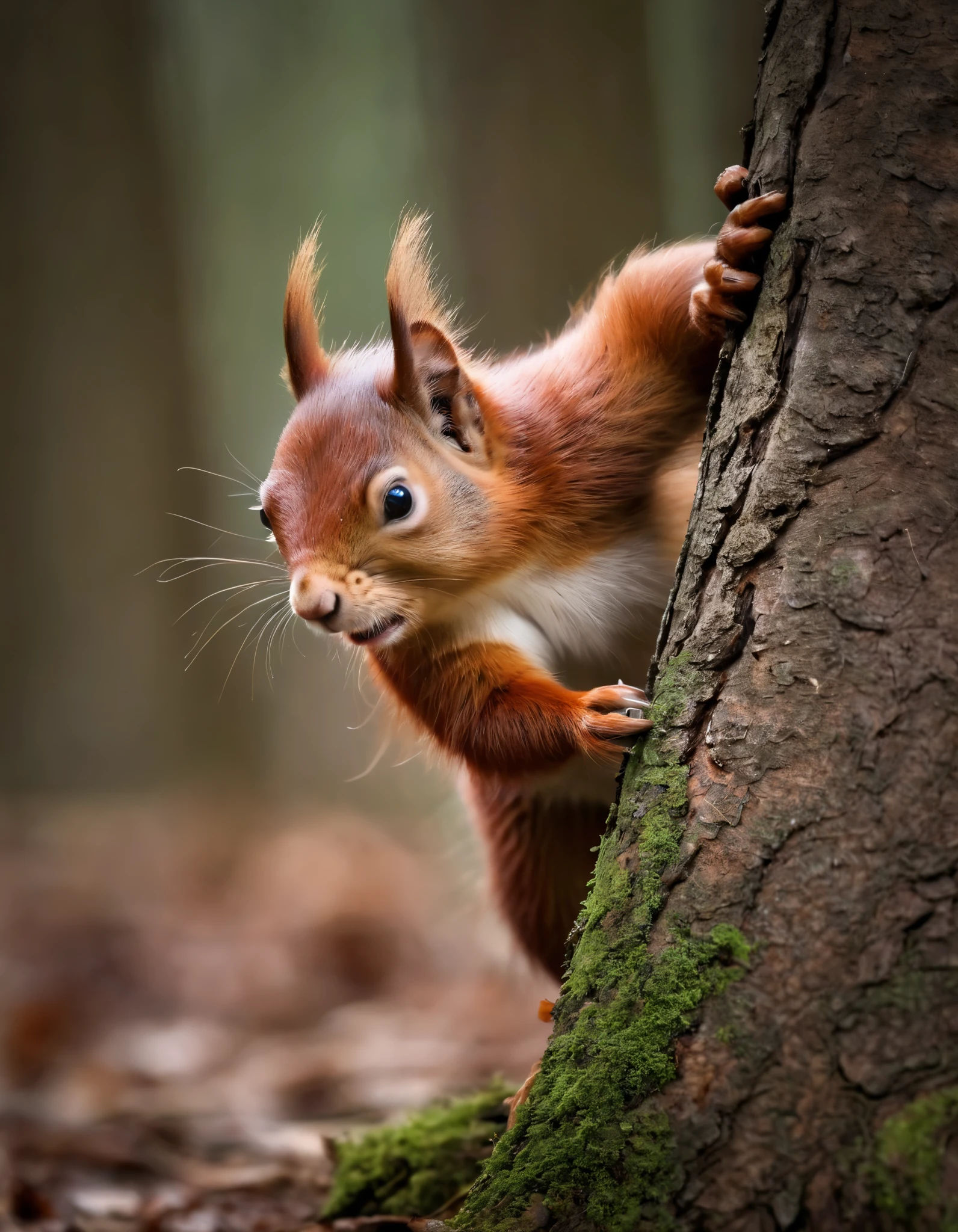 Red Squirrel in the Woods.