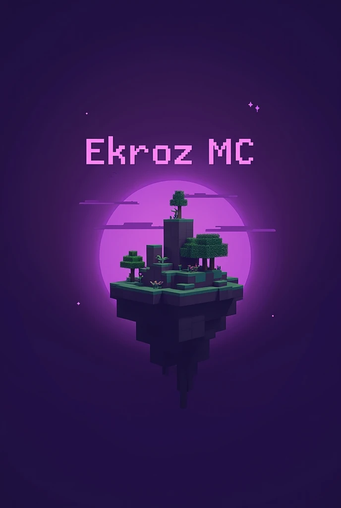 Make a Minecraft SMP Logo with text “Ekroz Mc” (island in void purple theme) 