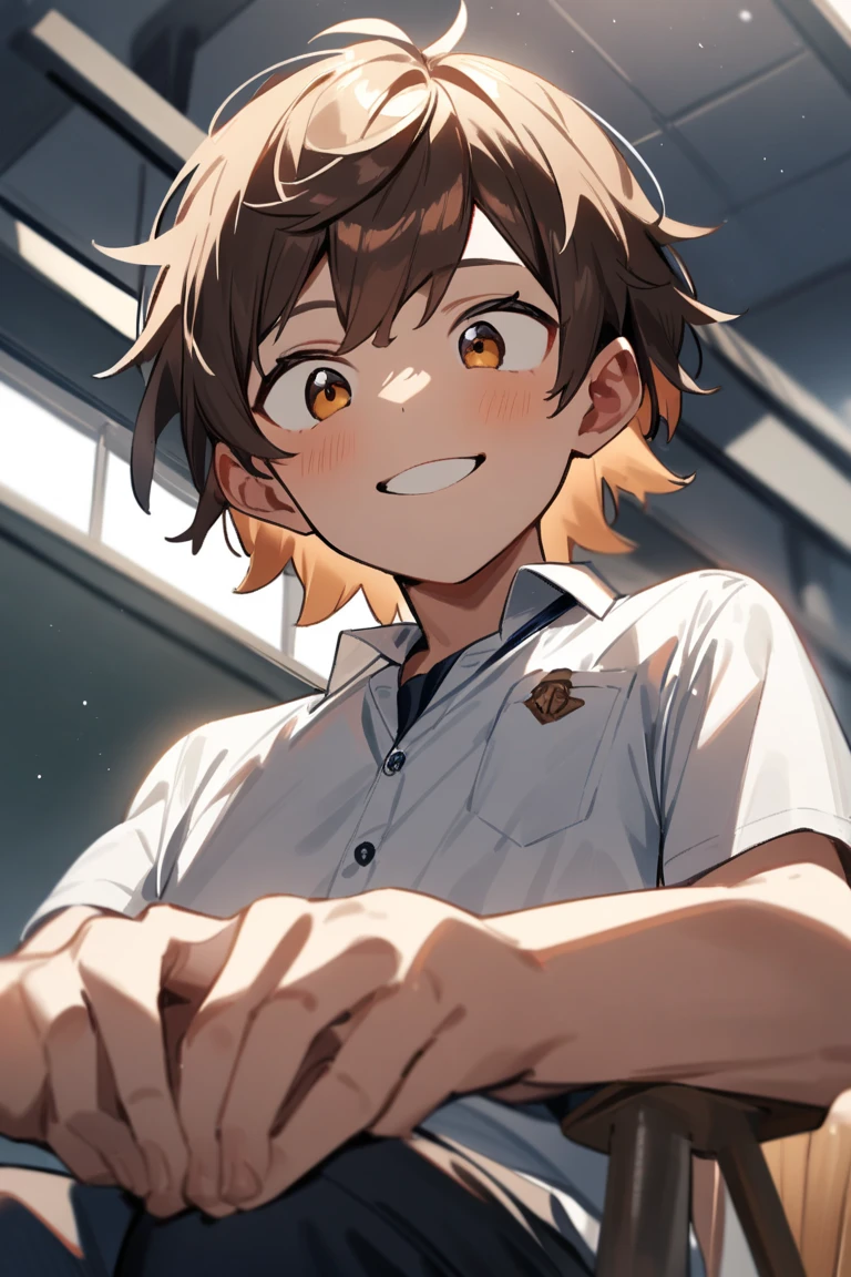Kemoshota, dynamic angle, kindergarten boy, short height boy, innocent boy, naivety, size difference, teacher and student, tail, brief