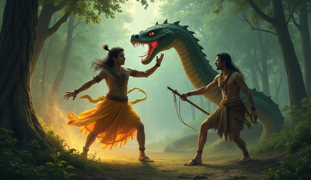 a close up of a cartoon of a woman and a demon, naga-tirr, djinn man male demon, mara demon, male djinn man demon hybrid, narasimha, javanese mythology, tiefling, demon woman, satan, asura from chinese myth, from ramayan, conjuring a demon, ancient demon summoning, naga, man male demon