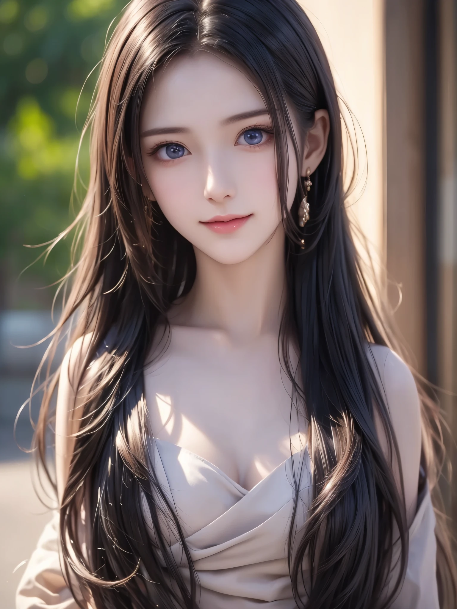 top quality、 super high res 、(Photographically: 1.4)、 beautiful eyes、 very beautiful 、 shiny hair、 face close-up、A whole lot of smiles、((medium hair))