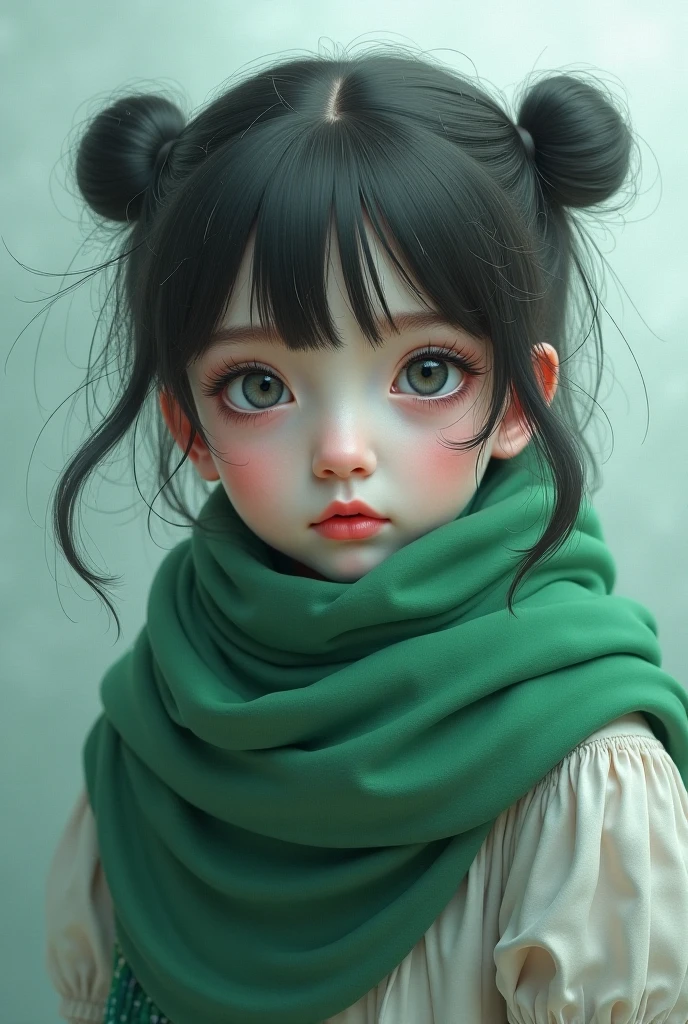little girl living inside a slime, lofi music, deep in the forest, lofi girl, cute,
