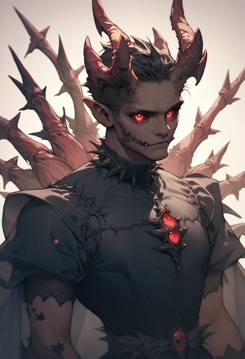 A little demon boy, sangue, holding a
