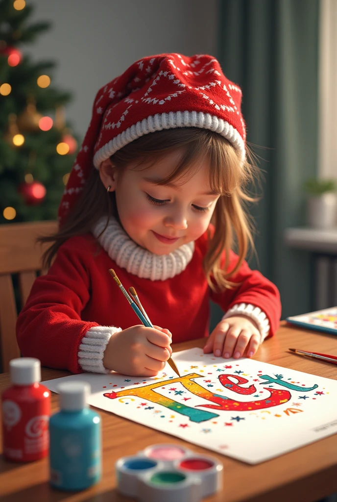 A 10-year-old Japanese girl happily admires the presents she received from Santa.