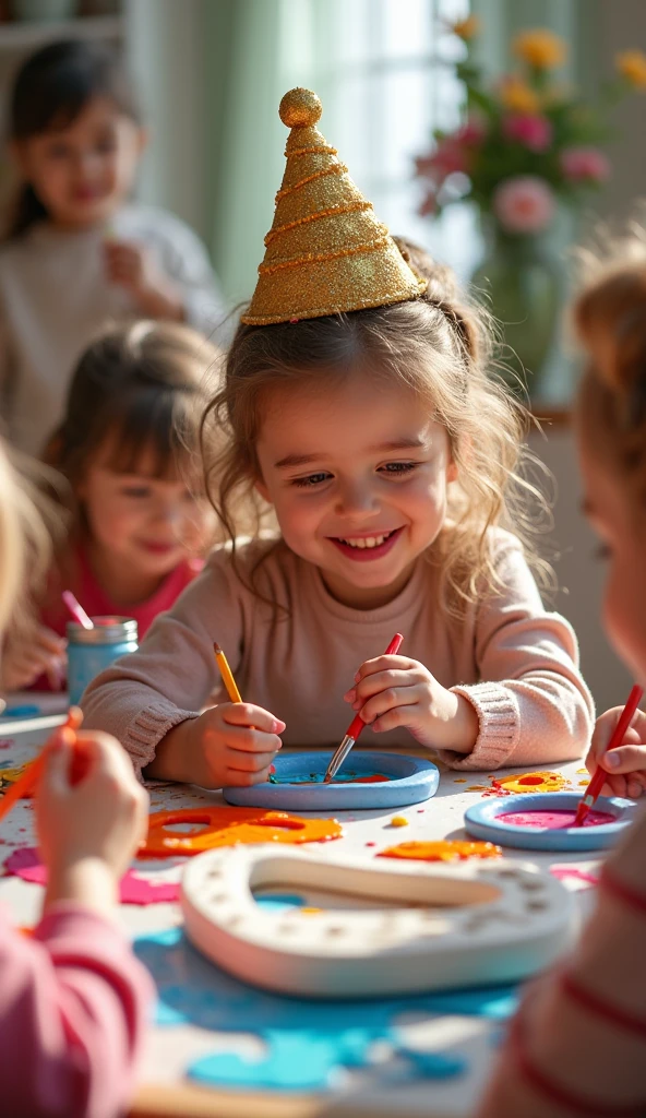 Kindergarten rainbow theme activities,Classroom,Colorful brushes,Joyful laughter,bright vibrant colors,Artistic expression and creativity,Children in rainbow color costumes,Cheerful and fun atmosphere,Beautifully decorated classroom walls,Paper cuts and crafts hang on the ceiling,With a giant rainbow painting as the core,Expressive and imaginative artwork,Glitter and glitter add a magical touch,Cute rainbow themed snacks and snacks,Unforgettable and heartwarming moments,Best quality,high resolution,Masterpiece,Ultra-detailed,Realistic,Portrait style,Vivid and vibrant colors,Warm and soft lighting