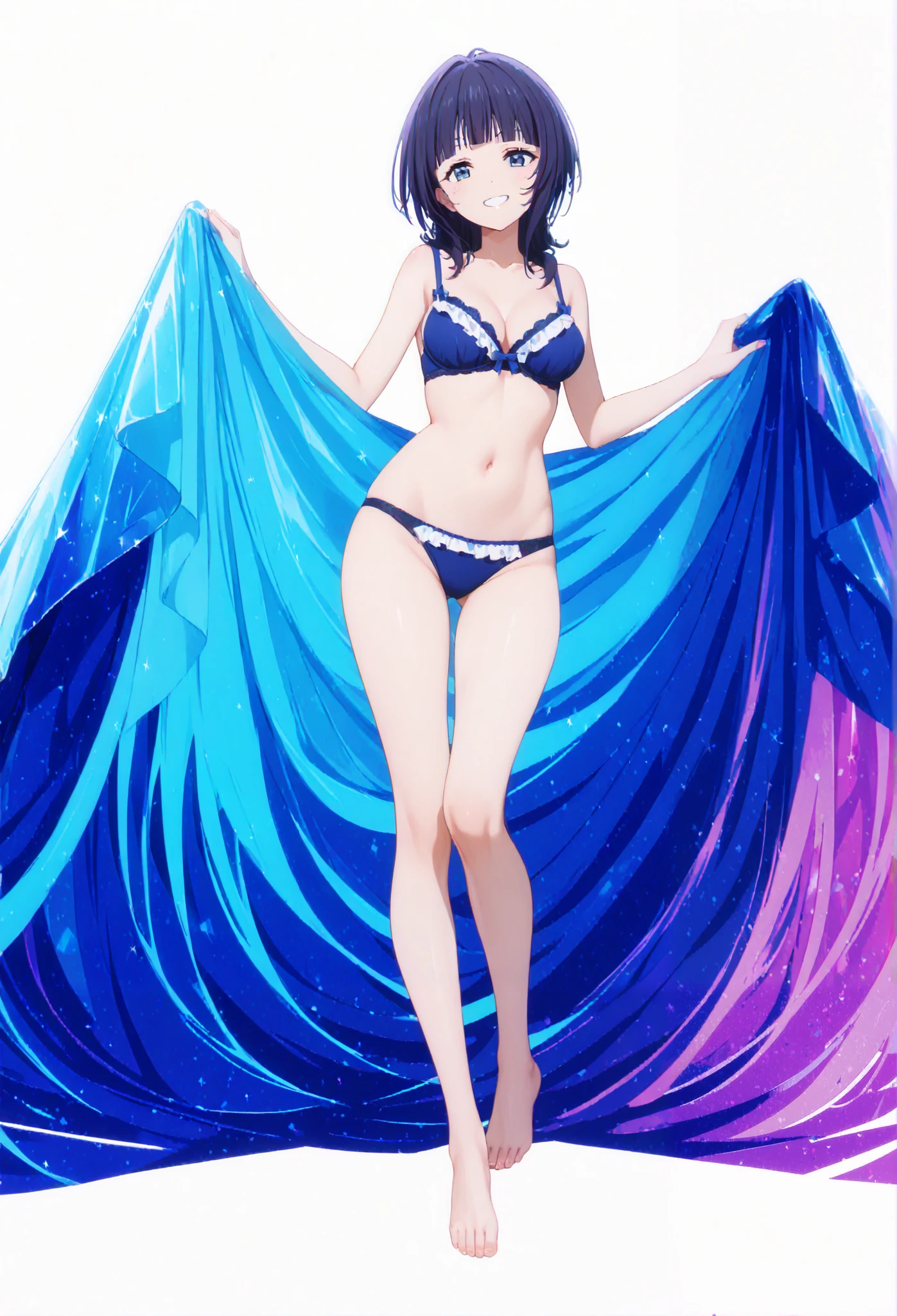 1girl in、As-、Underwear、Cute underwear、Striped、（Portrait from the knee up）、