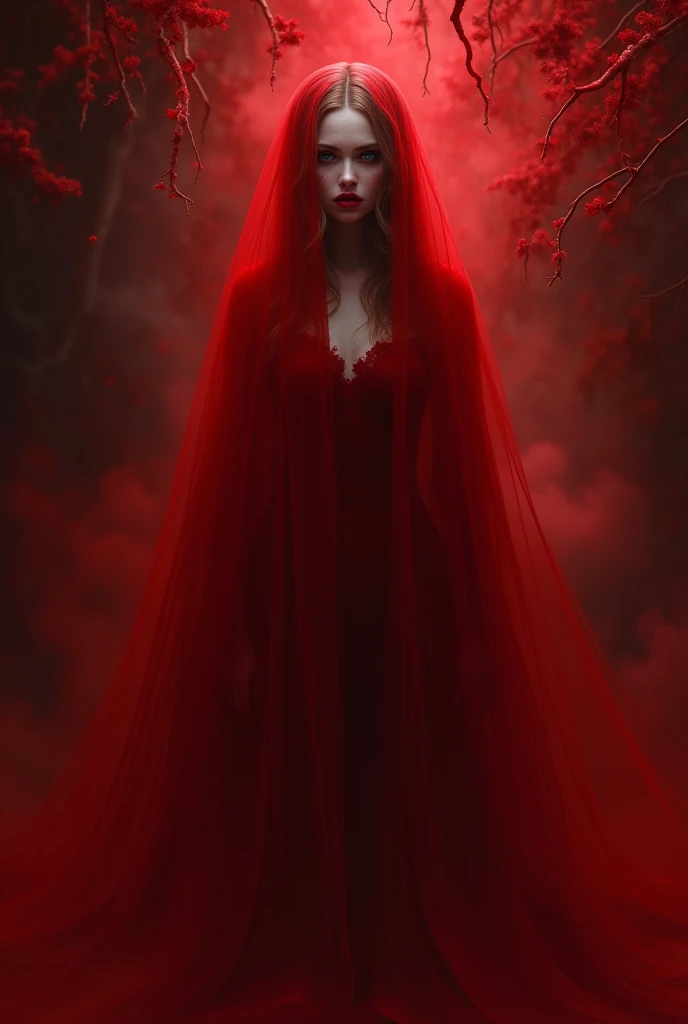 Ghost Bride，Blood-red clothes，darkly，An atmosphere of terror，super detailing，Masterpiece, Best quality