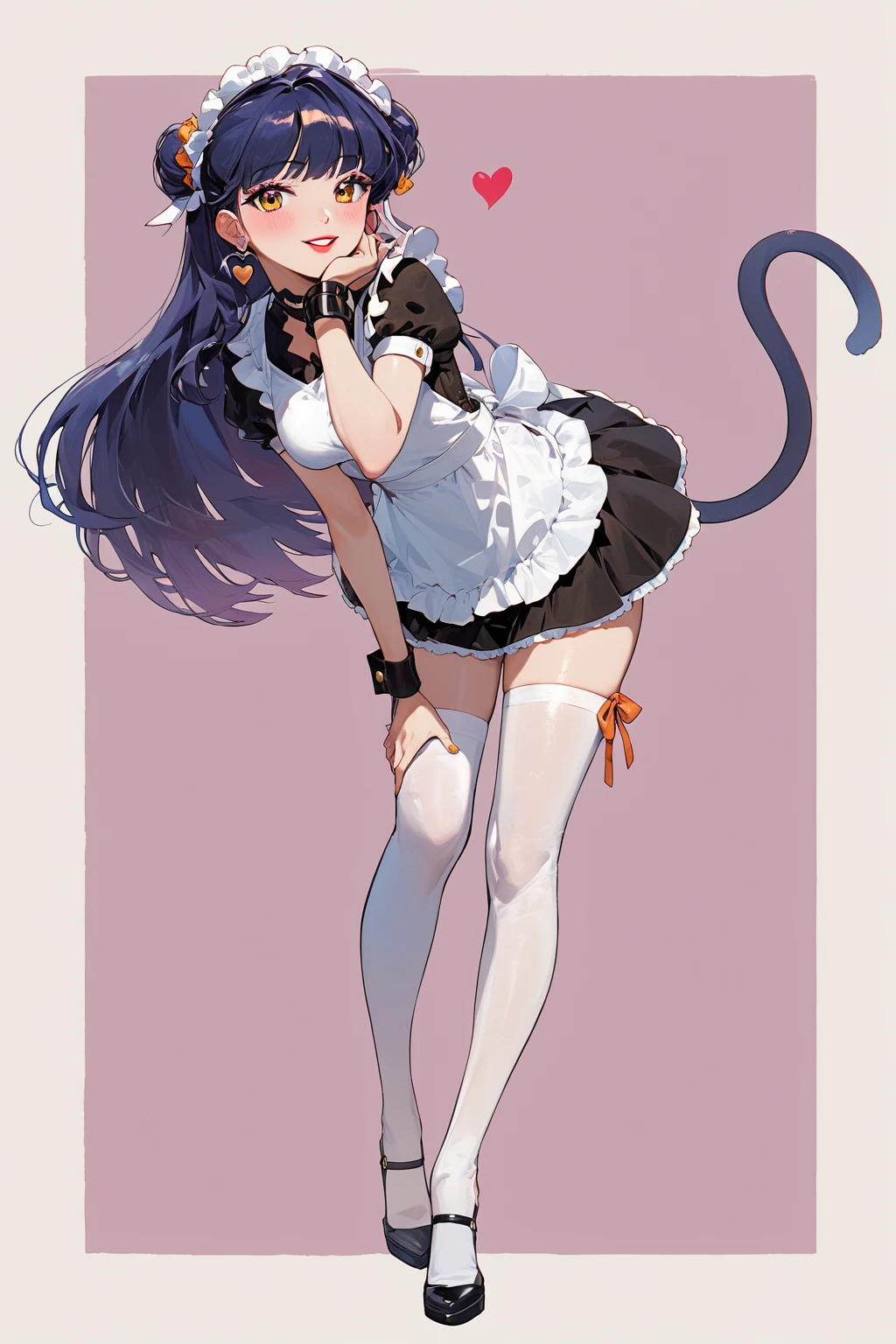score_9, score_8_up, score_7_up, score_6_up, score_5_up, vocidcharcard, full body, ornate border, 1girl, maid, cow girl, crossed arms, cow ears, cow horns, cow tail, long hair, hime cut, gloves, , bell,